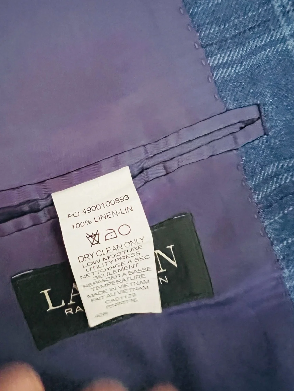 Linen, Ralph Lauren Blue Windowpane Plaid Blazer